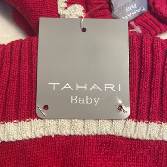 TAHARI Infant baby Girls Sweater Set With Hat 18 and 24 mos Christmas red - Picture 3 of 8